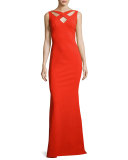 Clori Sleeveless Cross-Front Gown, Red