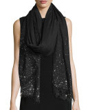 Domenica Rhinestone-Trim Wool-Blend Scarf, 