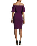 Off-the-Shoulder Ponte Sheath Dress, Jezebel