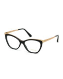 Cat-Eye Optical Frames, Shiny Black