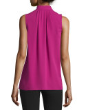 Tie-Neck Sleeveless Blouse, Fuchsia