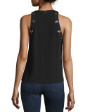 Lisette Grommet Merino Wool Tank Top, Black