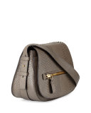Jennifer Medium Python Shoulder Bag, Dark Gray