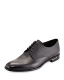 Saffiano Leather Lace-Up, Black