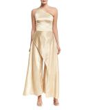 Catrice One-Shoulder Satin Jumpsuit, Buff