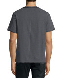 Satin-Trim Jersey T-Shirt, Gray