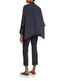 Windowpane-Check Kick-Flare Pants, Navy
