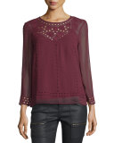 Gaiane Crepe Cutout Embroidered Top