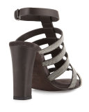 Monili Caged High-Heel Sandal, Onyx