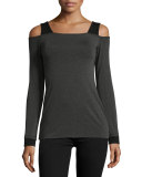 Interrupted Cold-Shoulder Top, Anthracite/Black