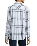 Hunter Plaid Long-Sleeve Shirt, White/Jet