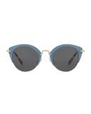 Monochromatic Inlay Cat-Eye Sunglasses