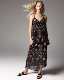 Jameson Floral Embroidered Y-Back Midi Dress, Black Multicolor