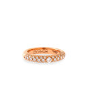 18K Rose Gold Ring with White & Champagne Diamonds, Size 6.5