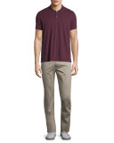 Short-Sleeve Slub Polo Shirt, Claret