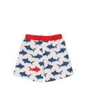 Shark-Print Swim Trunks, Blue/White, Size 6-24 Months