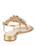 fedra jeweled leather sandal, old gold