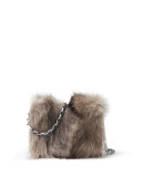Yasmeen Small Fur Clutch Bag, Dark Taupe