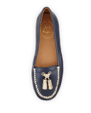 Terra Tassel Leather Loafer, Midnight/Platinum