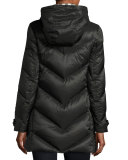 Chevron Quilted Down Puffer Coat 