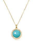 18k Gold Rock Candy Mini Lollipop Diamond Turquoise Necklace