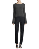 Alden Stretch-Wool Cigarette Pants, Navy Melange