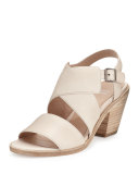 Cara Crisscross Leather Sandal, Natural