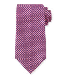Square-Print Silk Tie, Purple/Pink