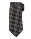 Woven Zigzag Silk Tie, Black