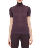 Short-Sleeve Turtleneck Sweater, Mangosteen