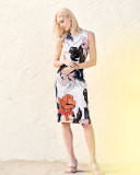 Sleeveless Floral-Print Belted Sheath Dress 