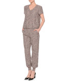 Mid-Rise Boucle Jogger Pants, Camel/Gray