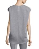 Jewel-Neck High-Low Muscle Top, Light Gray