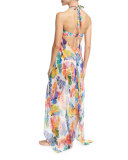 Katrina Banana Leaf Chiffon Coverup Dress, Multicolor