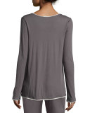 Organic Cotton Long-Sleeve Lounge Top, Iron Gate