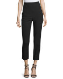 High-Rise Paneled Ankle Pants, Black