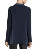 Esme Draped Suede & Knit Combo Jacket, Marine