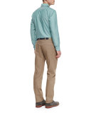 Solid Chambray Sport Shirt, Green