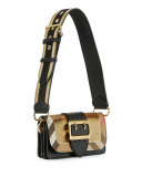 Small Buckle Sequined House Check Shoulder Bag, Gold/Black