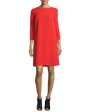 Bracelet-Sleeve Drape-Back Dress, Red