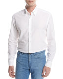 Textured Solid Sport Shirt, White