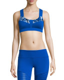 Paddle Fast Colorblock Printed Sports Bra, Blue