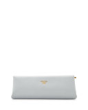 Saffiano East-West Frame Clutch Bag, Light Gray (Granito)
