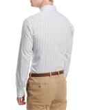 Striped Sport Shirt, Light Blue/Tan