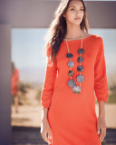3/4-Sleeve Cotton Dress, Petite