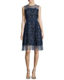 Sleeveless Lace Fit & Flare Cocktail Dress