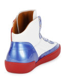Ethyx Men's Colorblock Patent Leather High-Top Sneaker, Multi