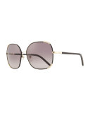 Nerine Oversized Sunglasses with Leather, Gold/Black