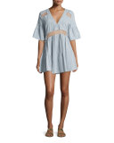 Tiered Striped Caftan Coverup, Desert Muse