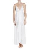 Windsong Lace-Trim Long Chiffon Gown, Ivory